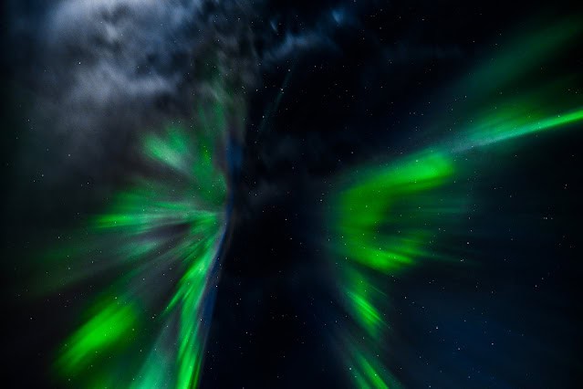 Aurora Borealis over the night sky in Finnish Lapland.