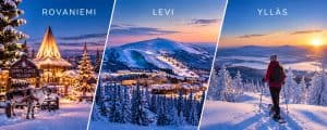 Snowy landscapes of Finnish winter resorts